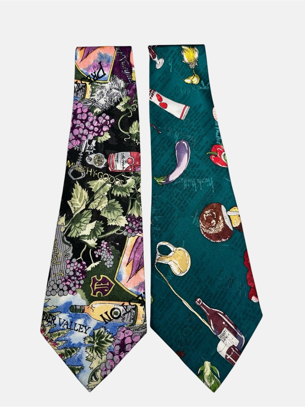 2 Nicole Miller Vintage Food & Wine 1990’s Silk Novelty Ties